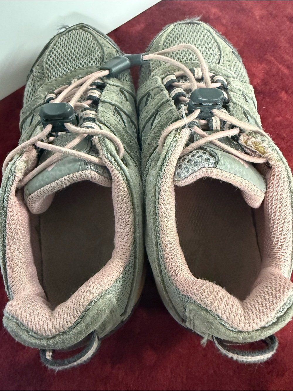 Columbia Girls Size 11 Hiking Trail Shoes Gray Pink Bungee Lace Outdoor - Picture 5 of 11